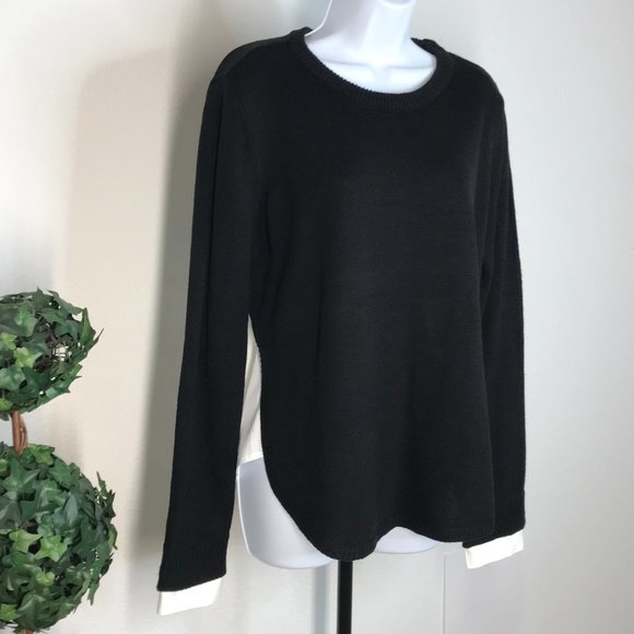 🚦Olivia Sky L/S Sweater w/ Fabric Back | Black/White | Large - Picture 11 of 11